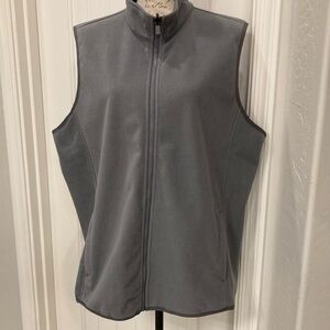 Lands' End, Woman's Gray Fleece Vest with Piping - Size 1X